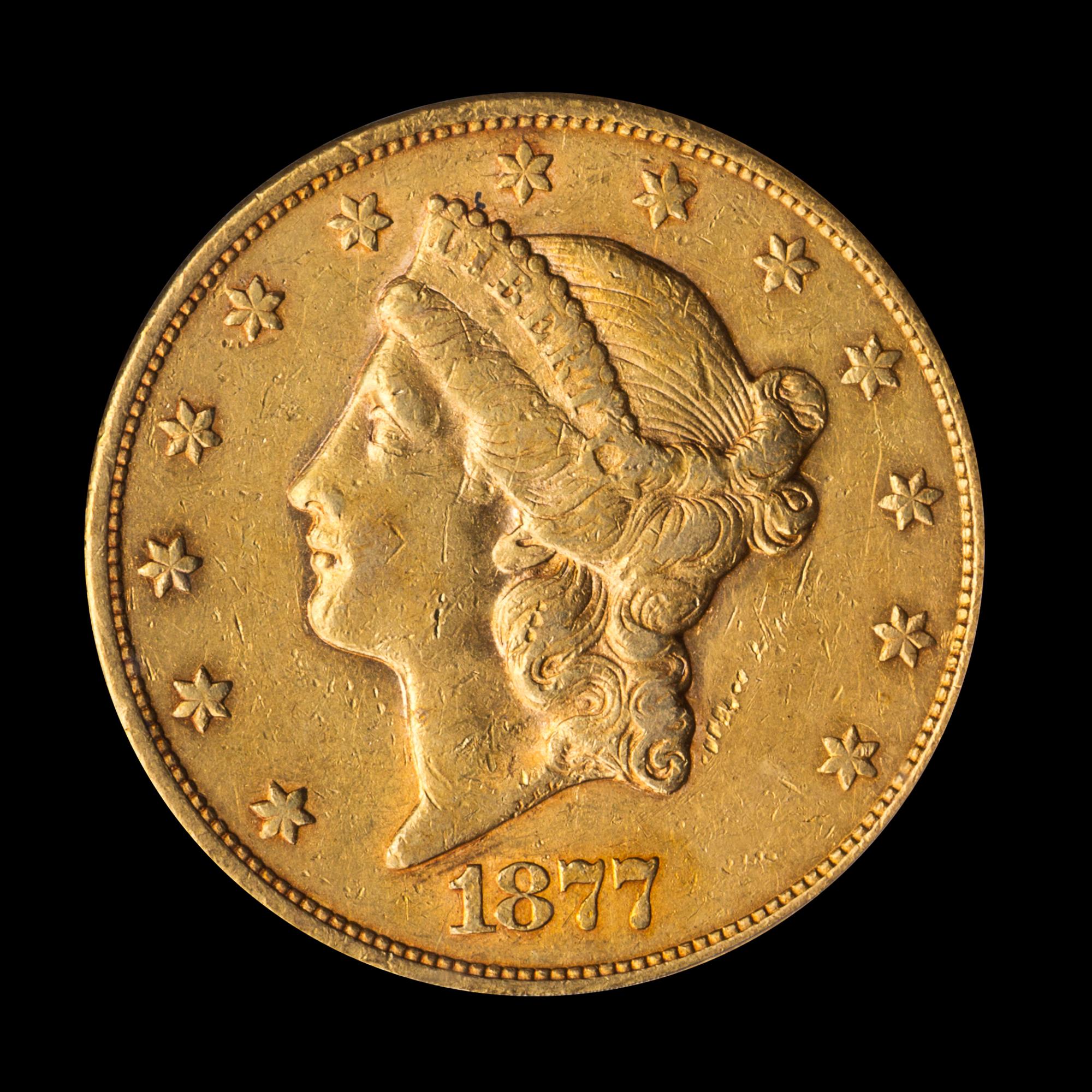A United States 1877-S Liberty Head $20 Gold Coin