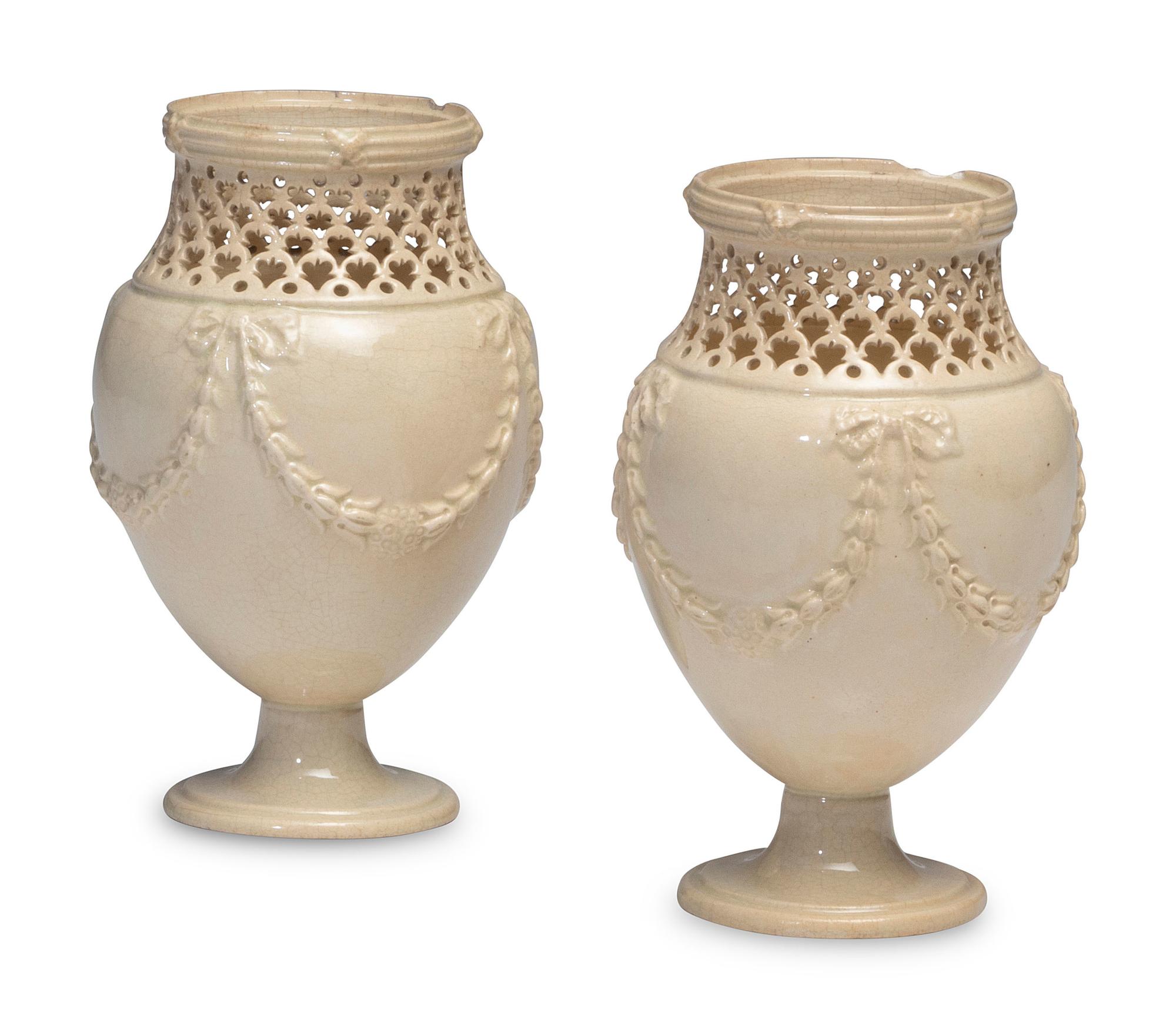 Six Reticulated Creamware Articles