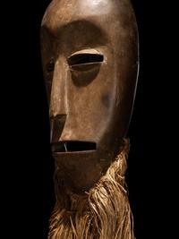 An African Wood Dance Mask With Beard