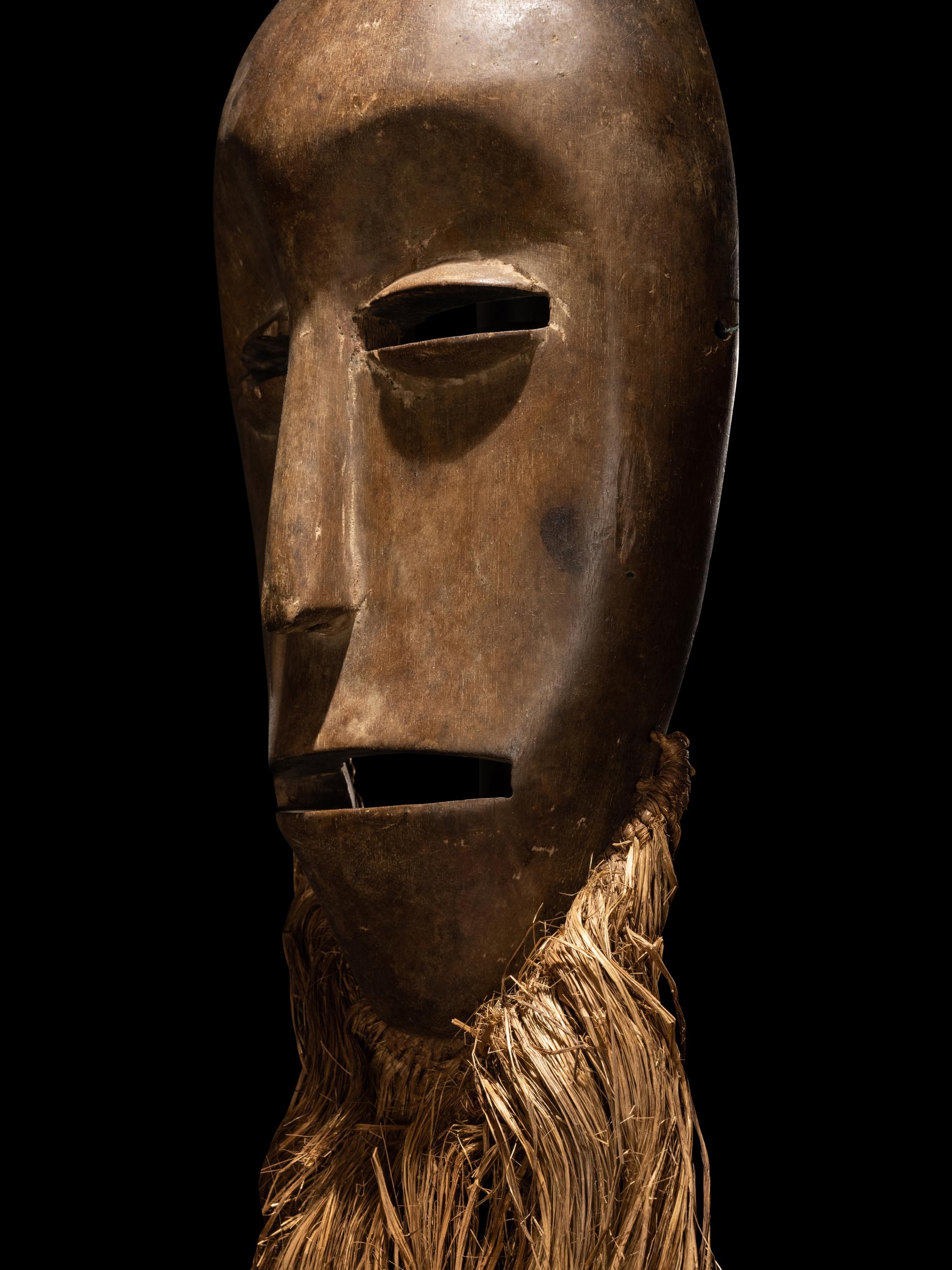 An African Wood Dance Mask With Beard