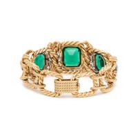 DAVID WEBB, YELLOW GOLD, DIAMOND AND GREEN GLASS BRACELET