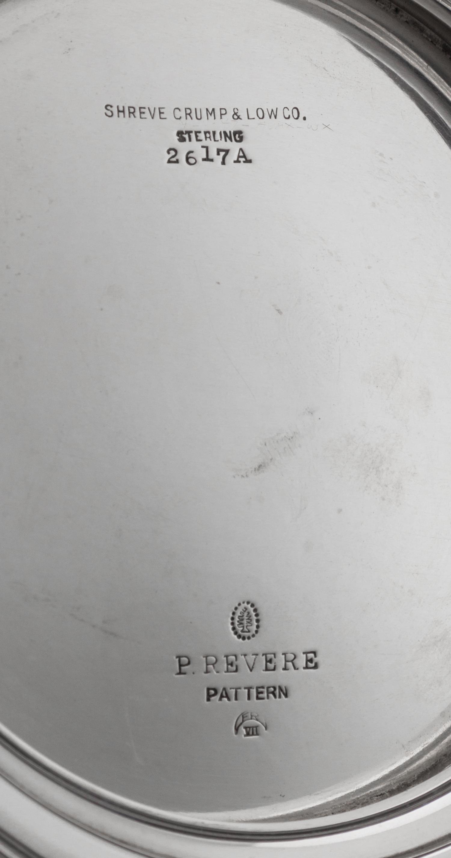 An American Silver Revere Bowl, Tuttle Silversmiths, Boston, MA, 1940, the body engraved with a script monogram.
