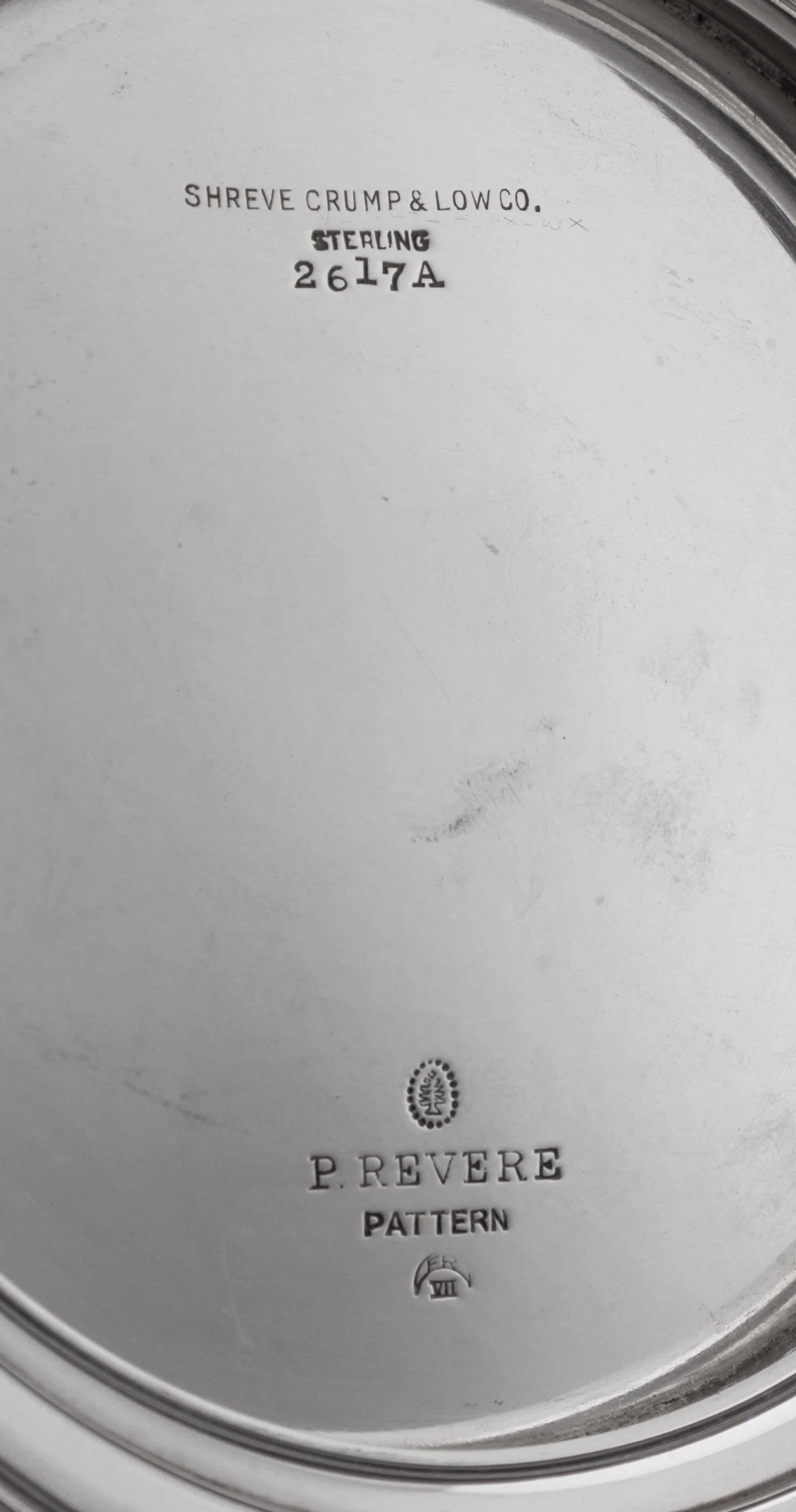 An American Silver Revere Bowl, Tuttle Silversmiths, Boston, MA, 1940, the body engraved with a script monogram.