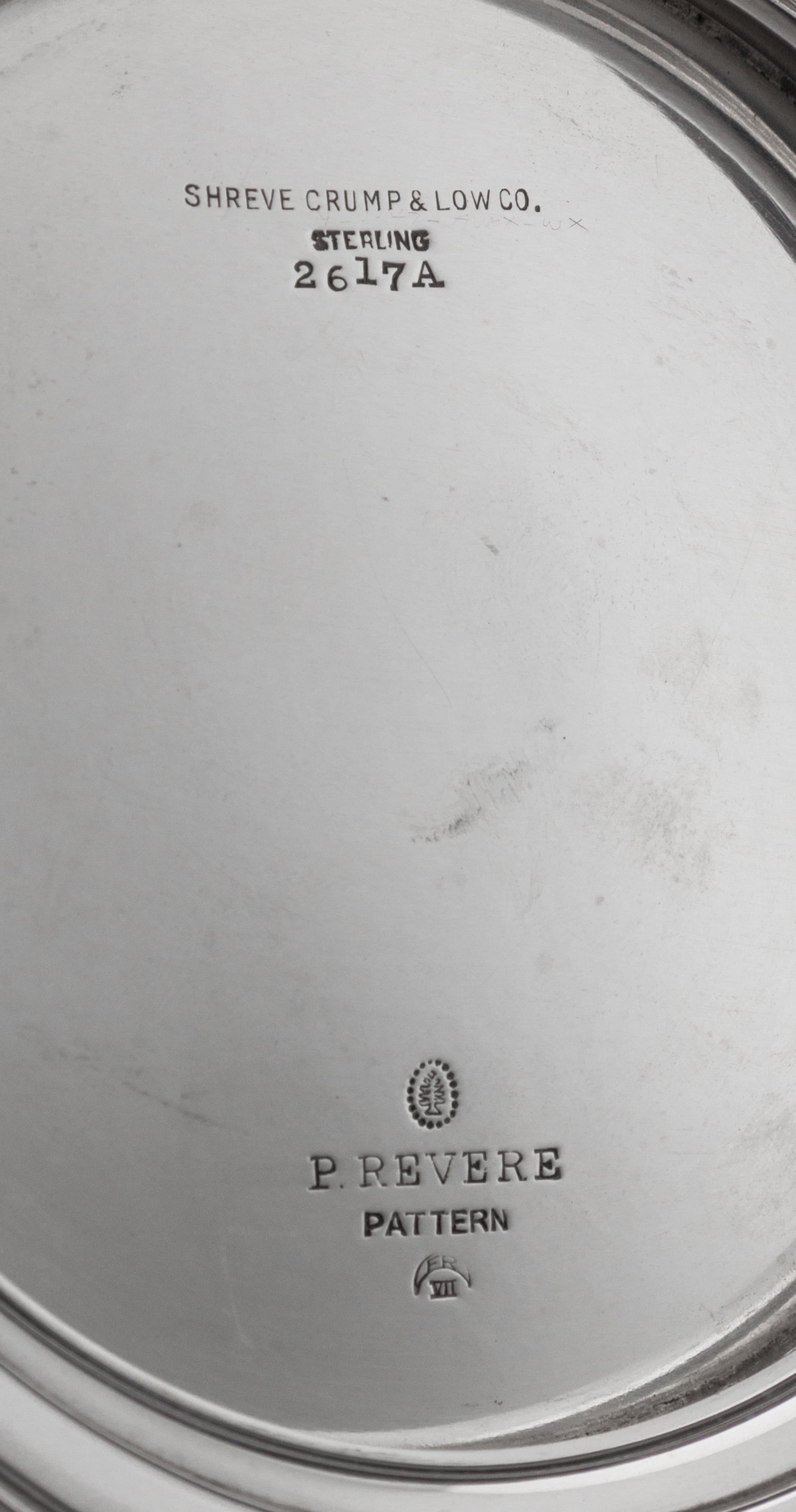 An American Silver Revere Bowl, Tuttle Silversmiths, Boston, MA, 1940, the body engraved with a script monogram.