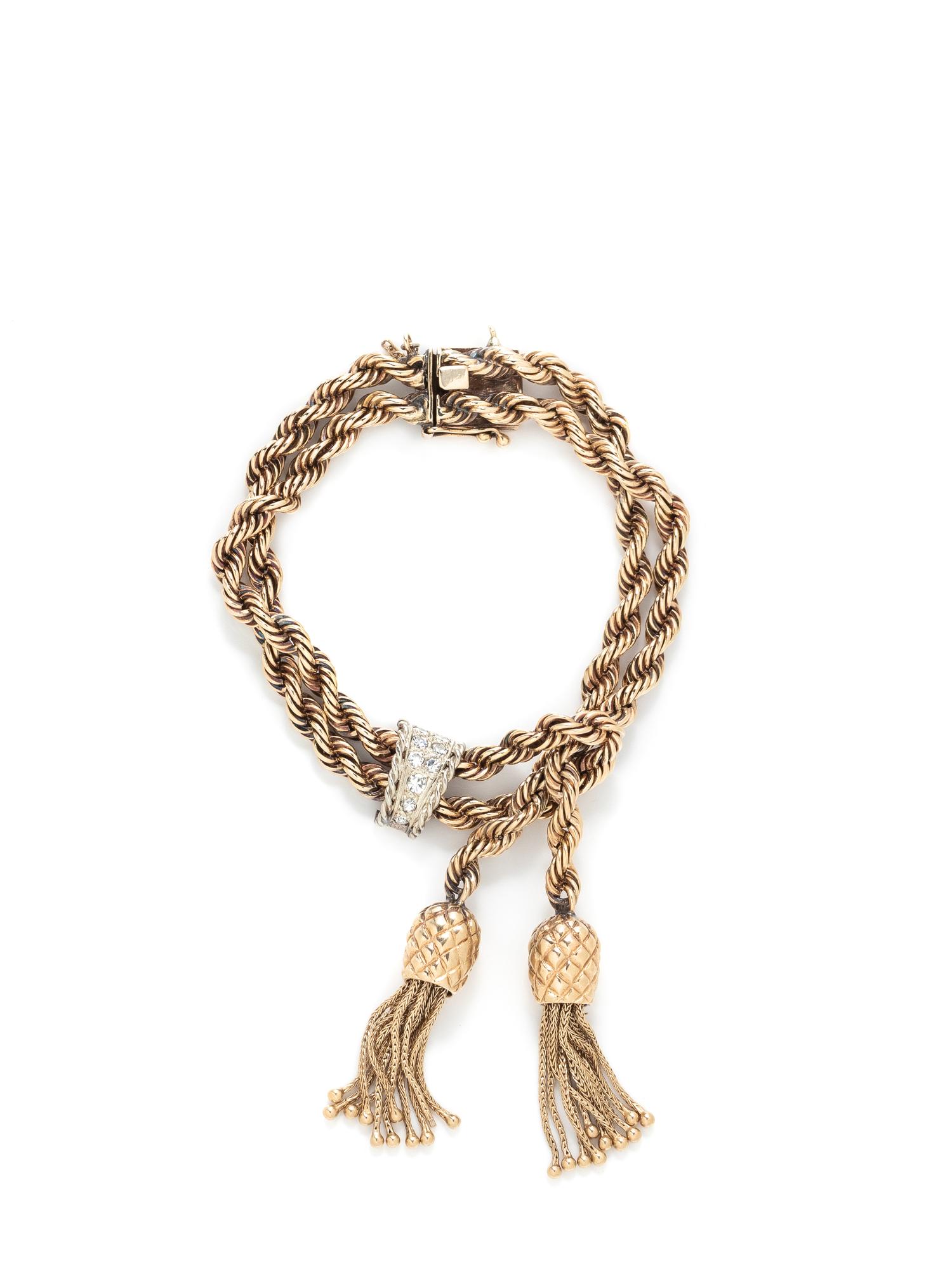 YELLOW GOLD AND DIAMOND TASSEL BRACELET