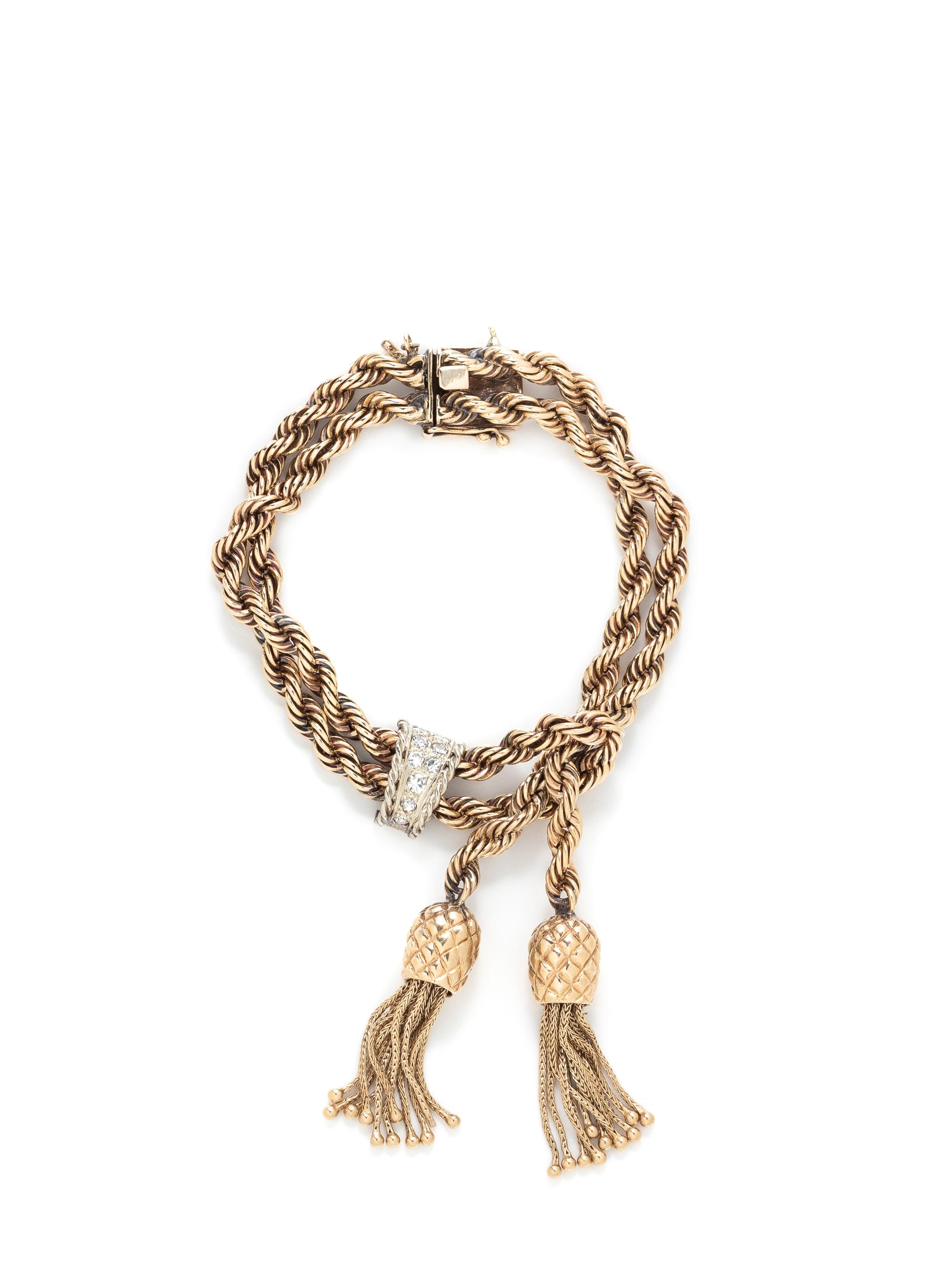 YELLOW GOLD AND DIAMOND TASSEL BRACELET