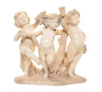 A Continental Carved Marble Figural Group, Height 14 inches.