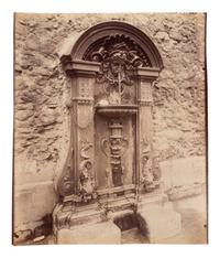 A pair of photographs depicting fountains ( Fontaine, rue Geoffrey Saint-Hilaire , 1905; Fontaine, faubourg Saint-Martin , 1912)