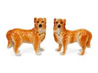 A Pair of Large English Staffordshire Standing Dogs — 19TH CENTURY
