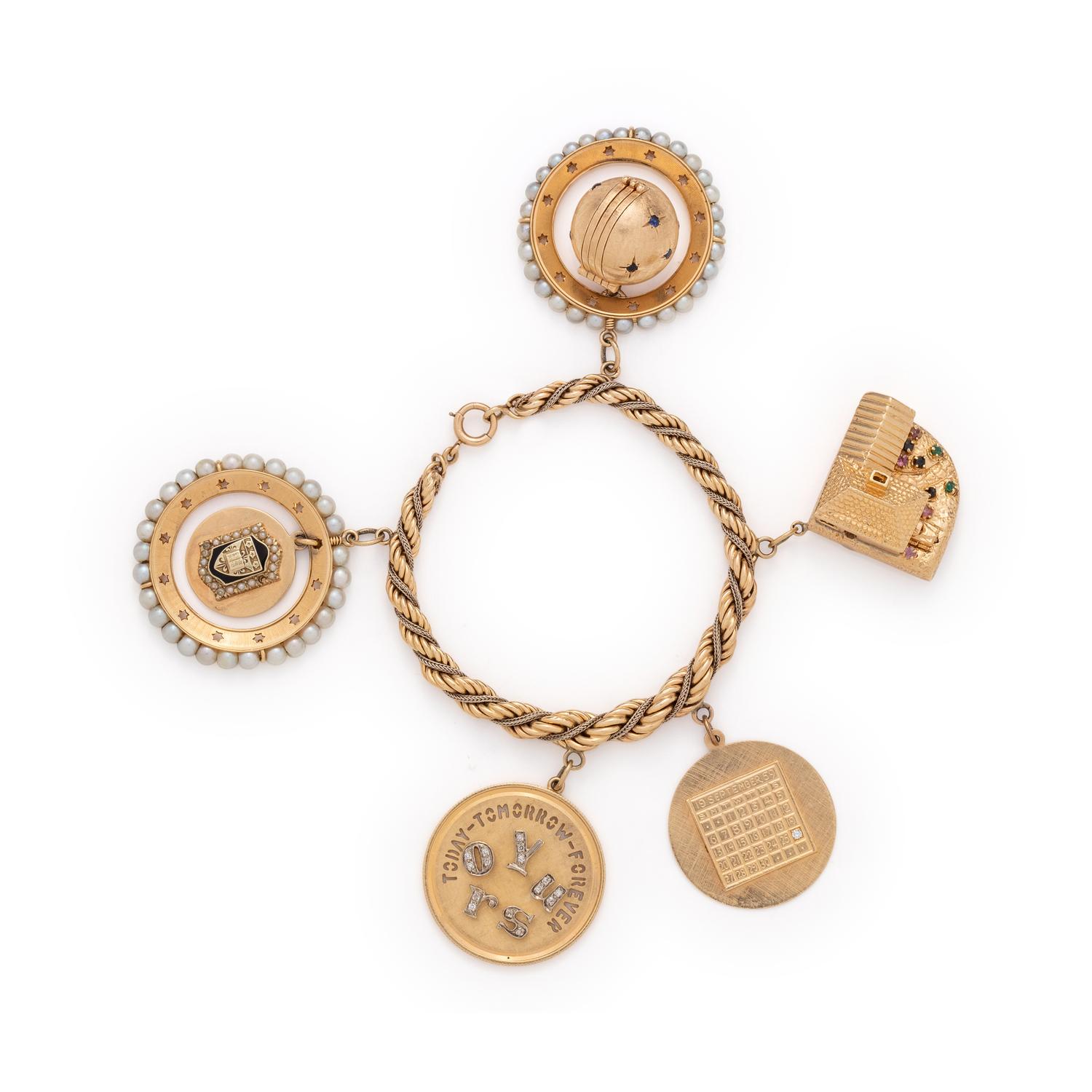 SOLD: YELLOW GOLD CHARM BRACELET