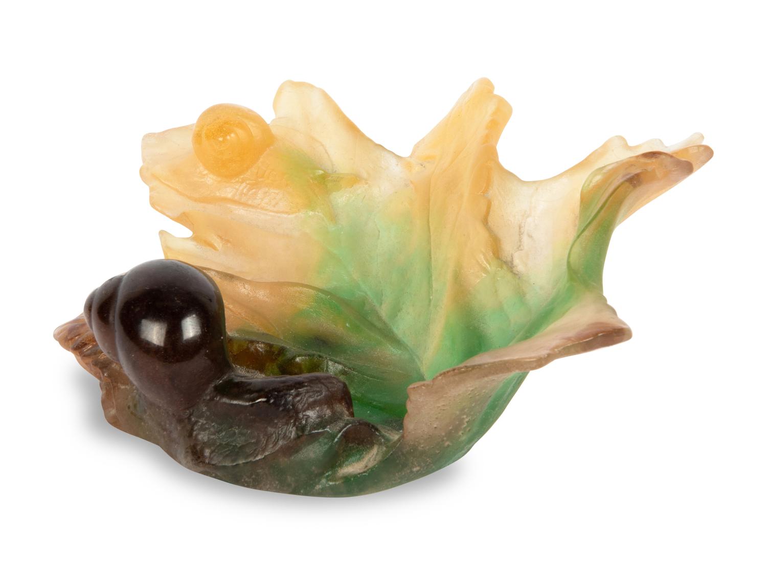 A Daum Pate-de-Verre Maple Leaf Tray