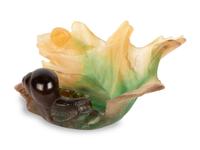 A Daum Pate-de-Verre Maple Leaf Tray