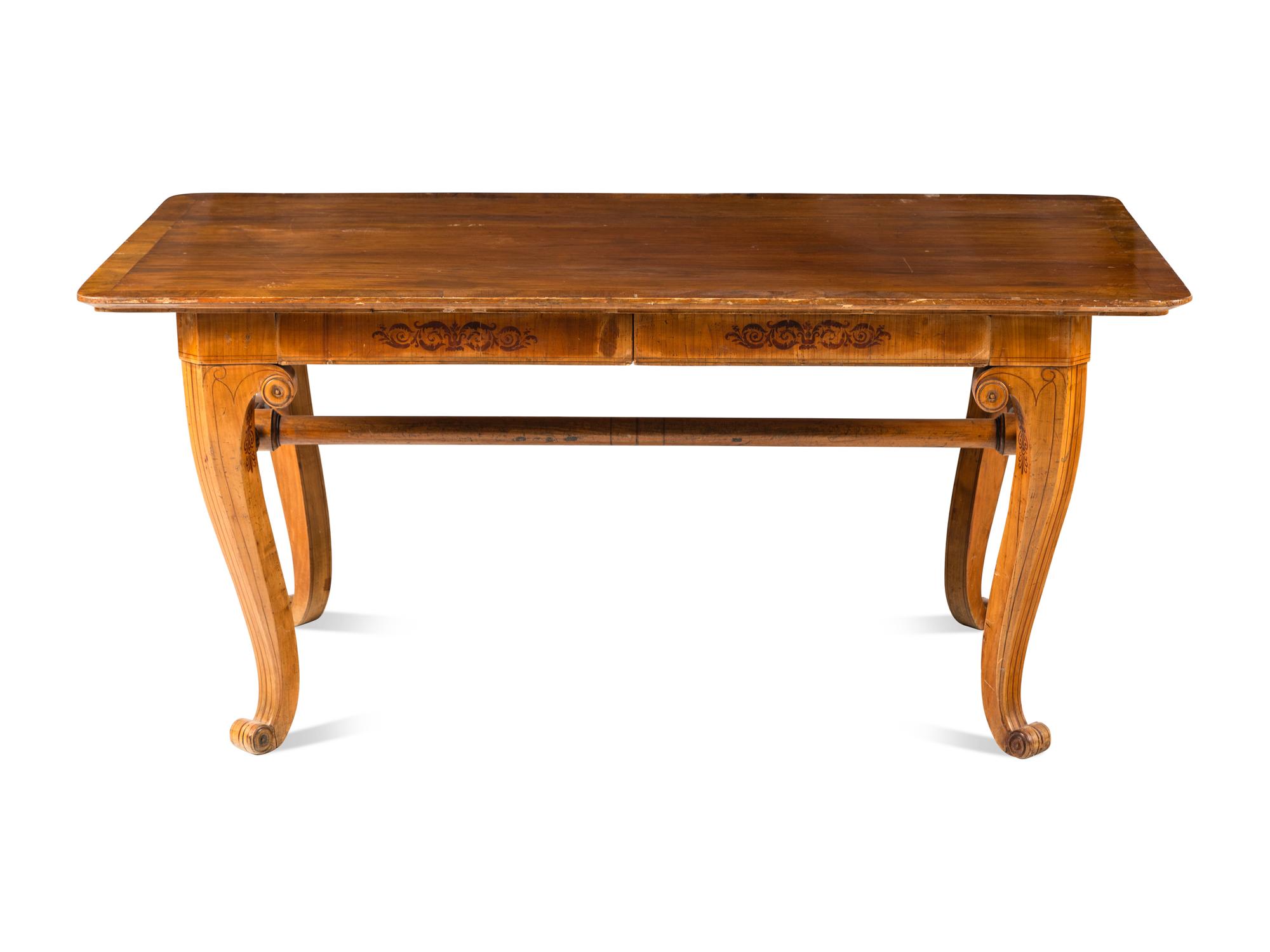 A Swedish Stenciled Fruitwood Writing Table