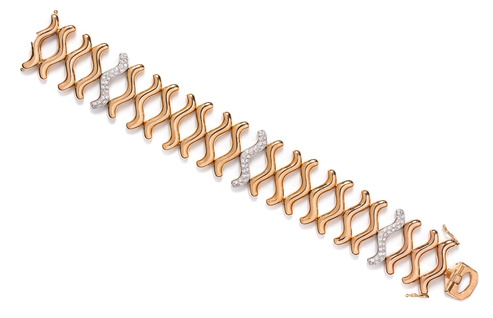 An 18 Karat Bicolor Gold and Diamond Bracelet, Antonini, 40.20 dwts.