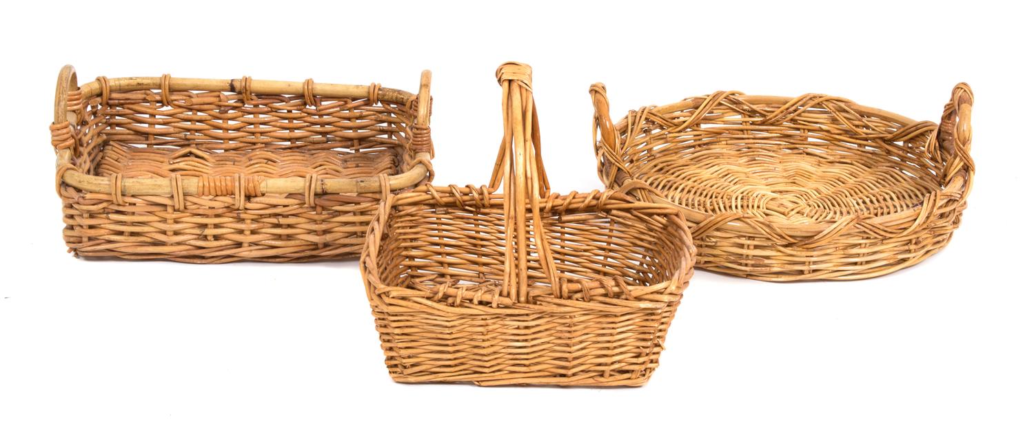 Three Wicker Baskets Diameter of largest 20 1/2 inches. — 20TH CENTURY