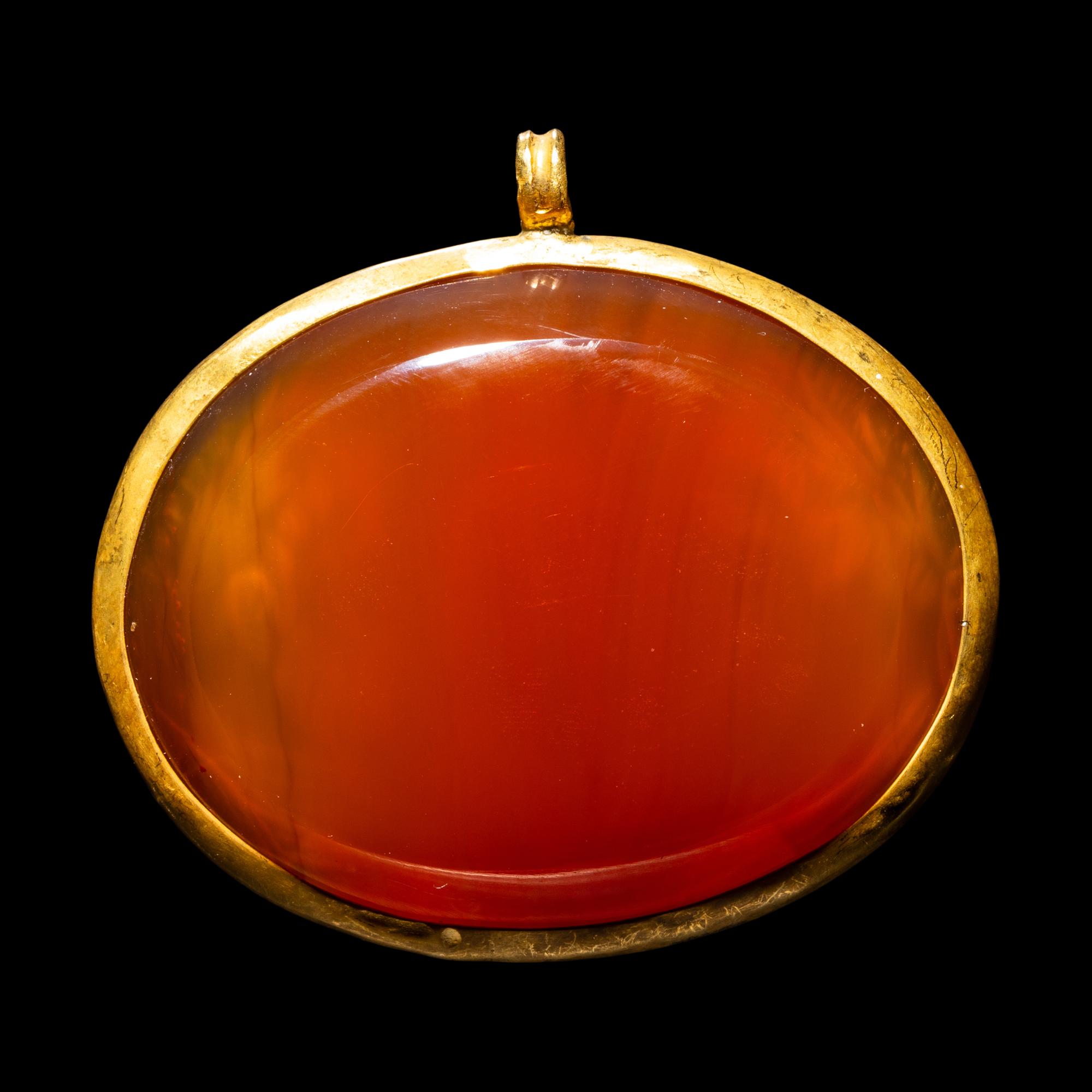 A Roman Carnelian and Gold Pendant with Emperors Balbinus, Gordian III, and Pupienus