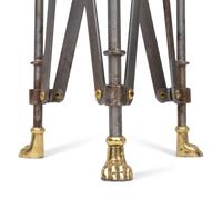 A Pair of Steel and Marble-Top Campaign Tables