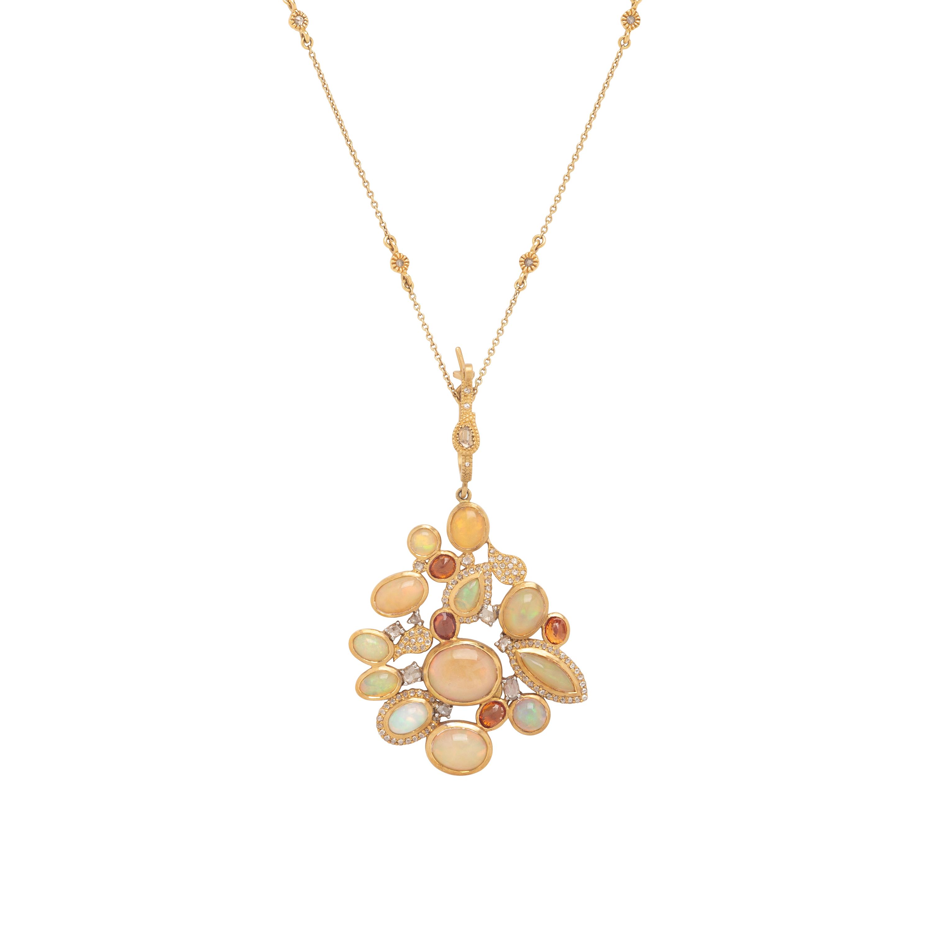 Coomi, Opal, Diamond, and Yellow Gold Necklace