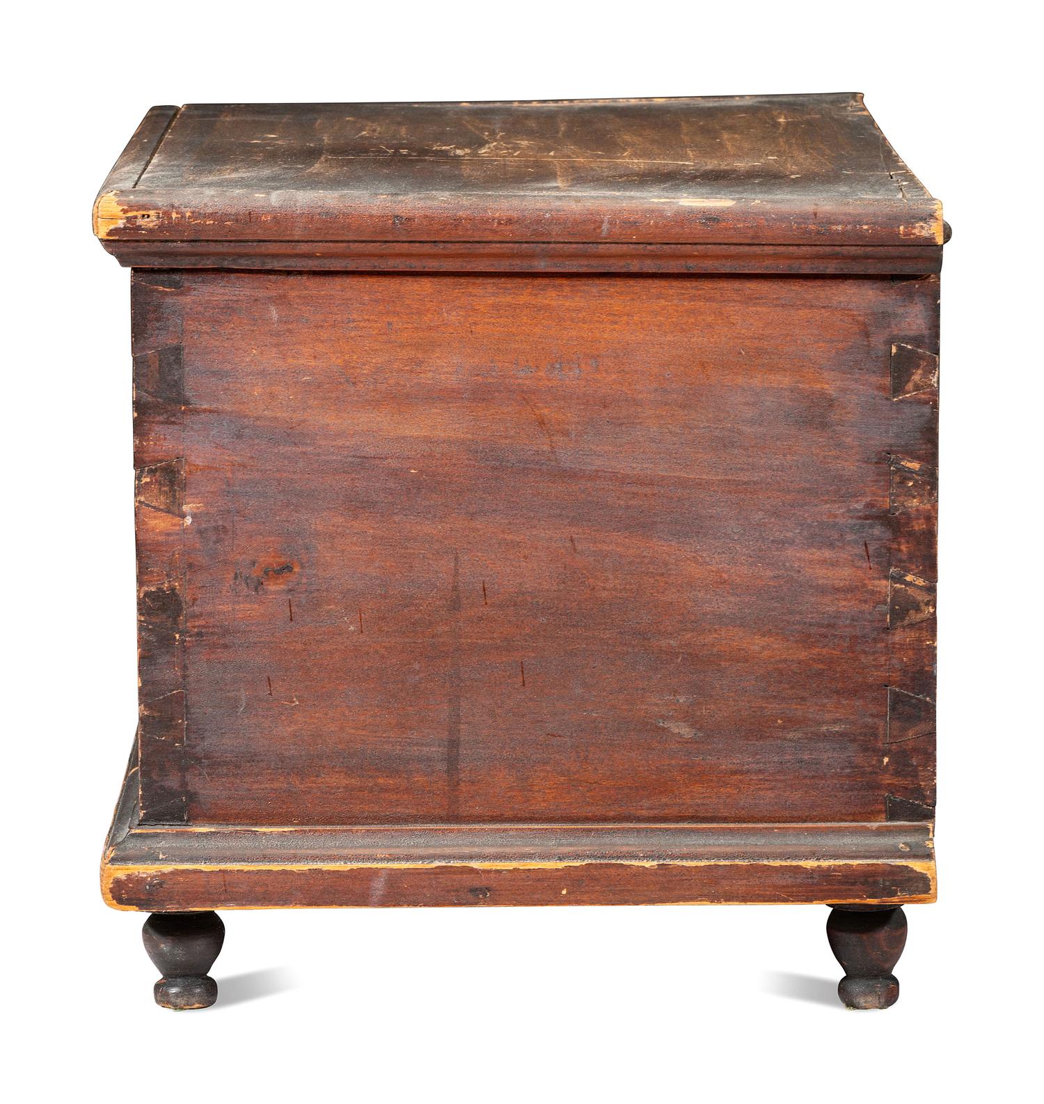 A Diminutive Country Stained Poplar Blanket Chest