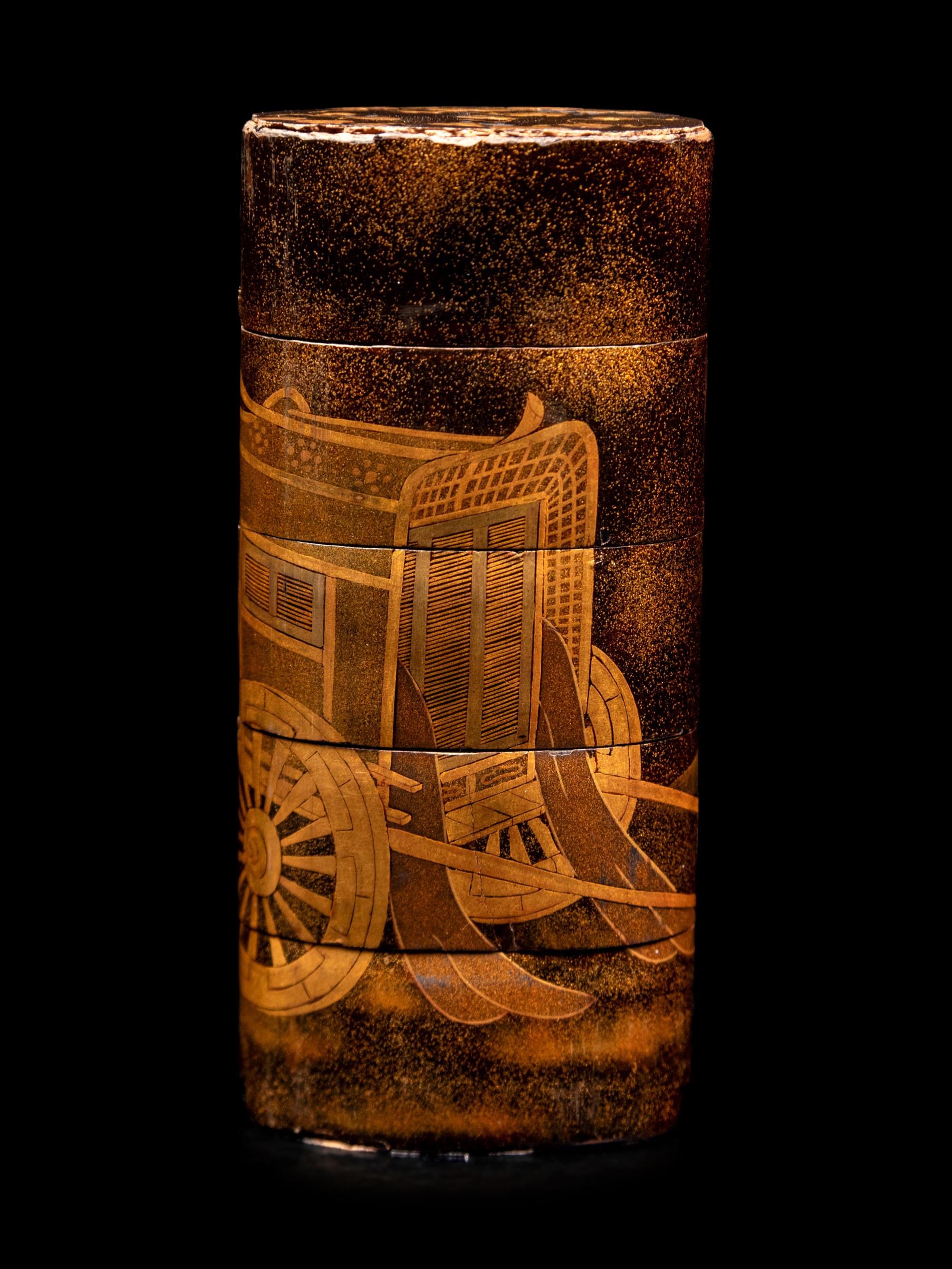 A Gold and Black Lacquer Four-Case Inro