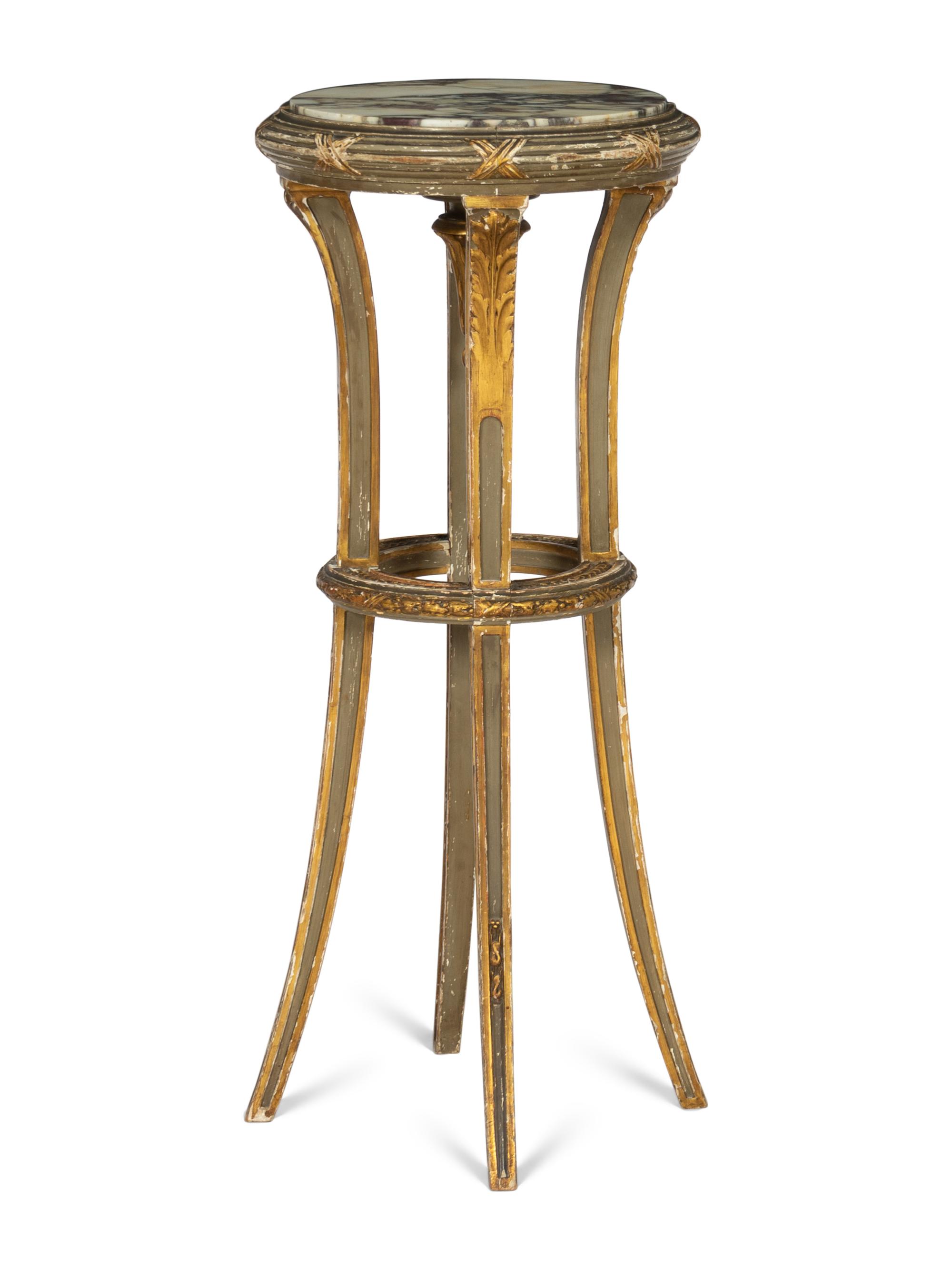 Two Italian Giltwood Marble-Top Side Tables