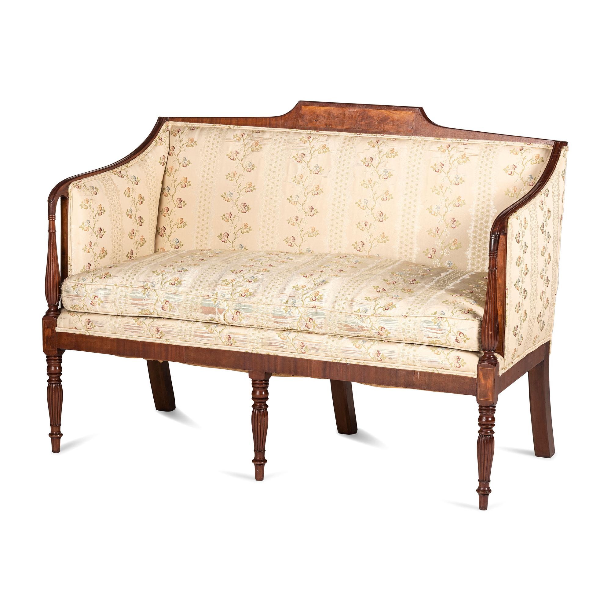 A Federal Inlaid Mahogany Settee