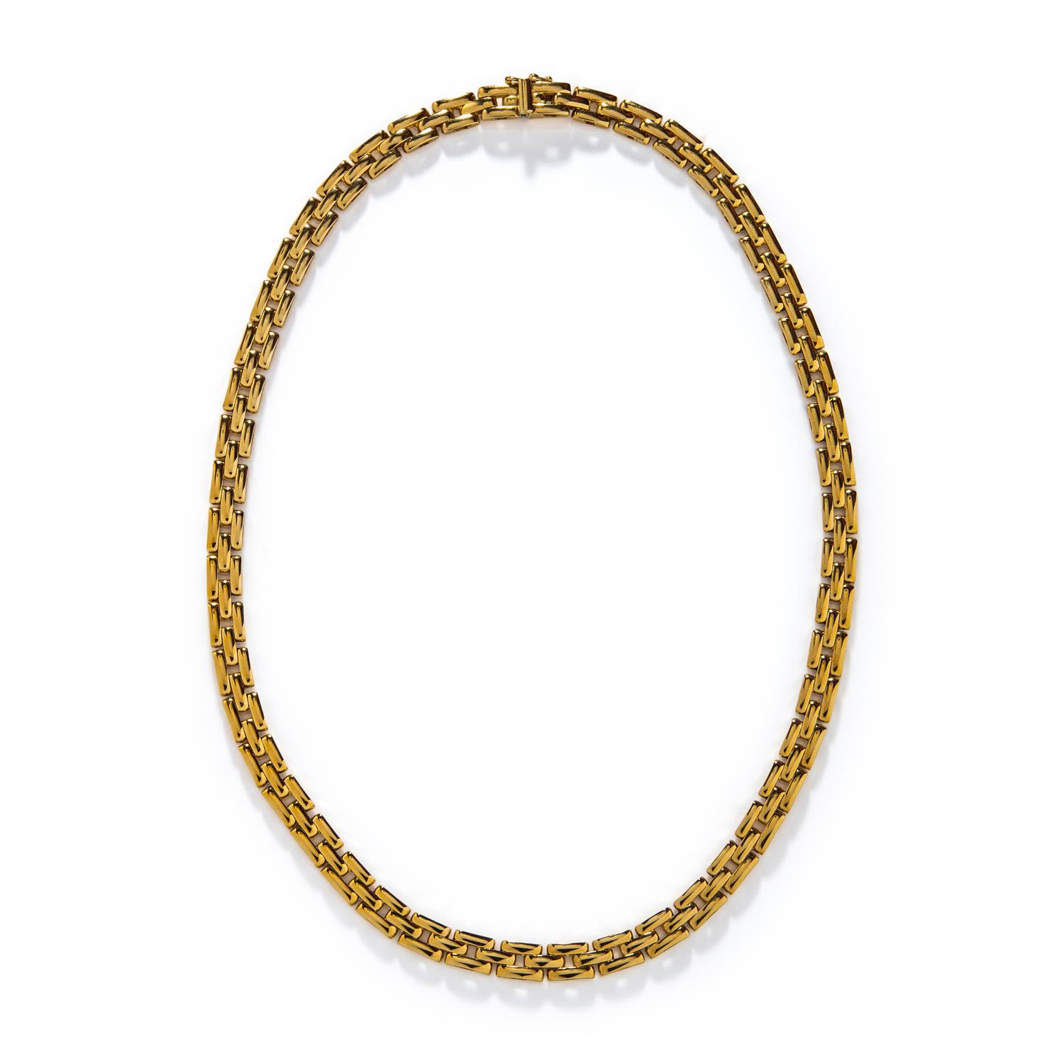 YELLOW GOLD BRICK LINK NECKLACE