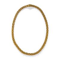 YELLOW GOLD BRICK LINK NECKLACE