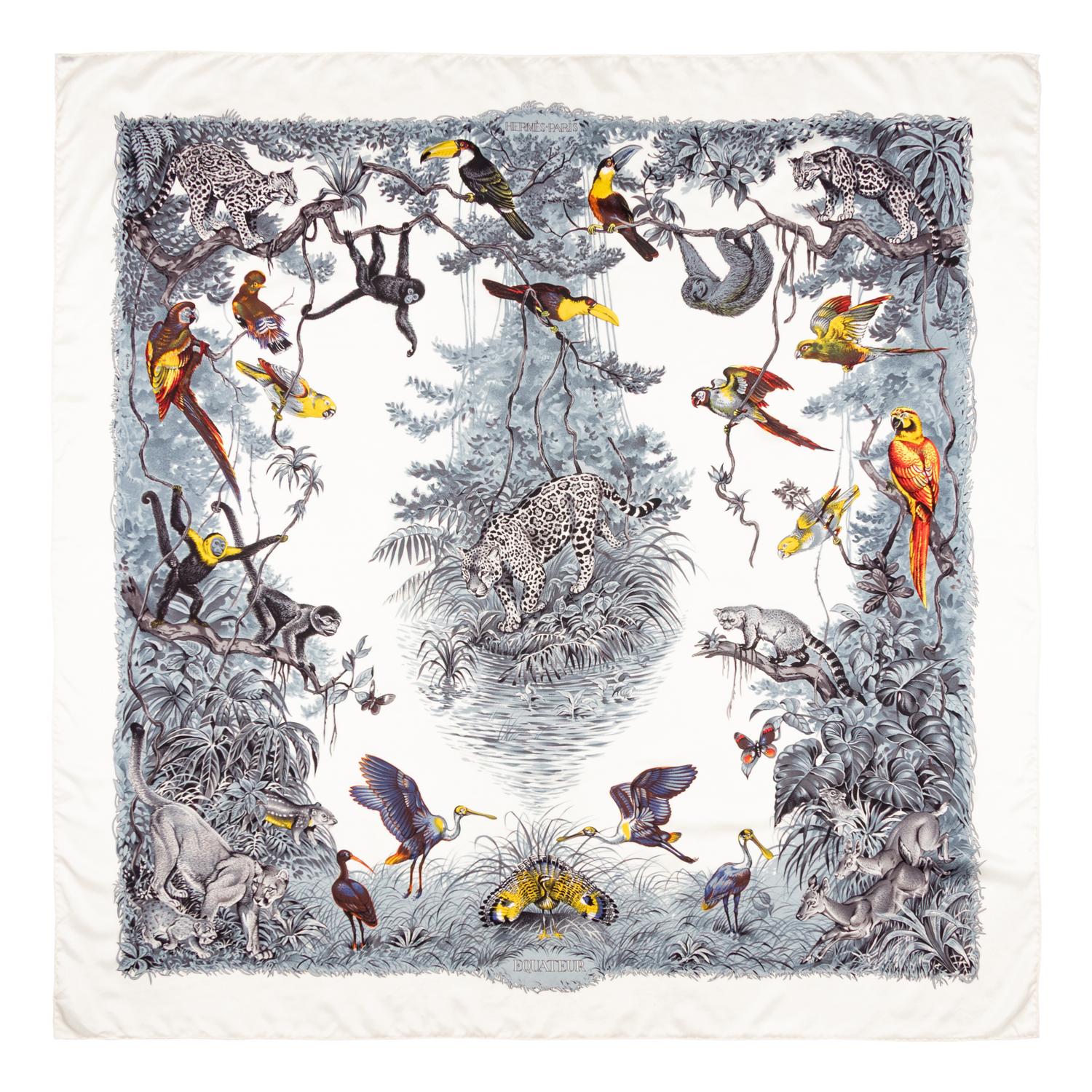 HERMÈS, PRINTED SILK SHAWL 140