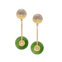 RICHARD KIMBALL, YELLOW GOLD, NEPHRITE AND DIAMOND EARRINGS