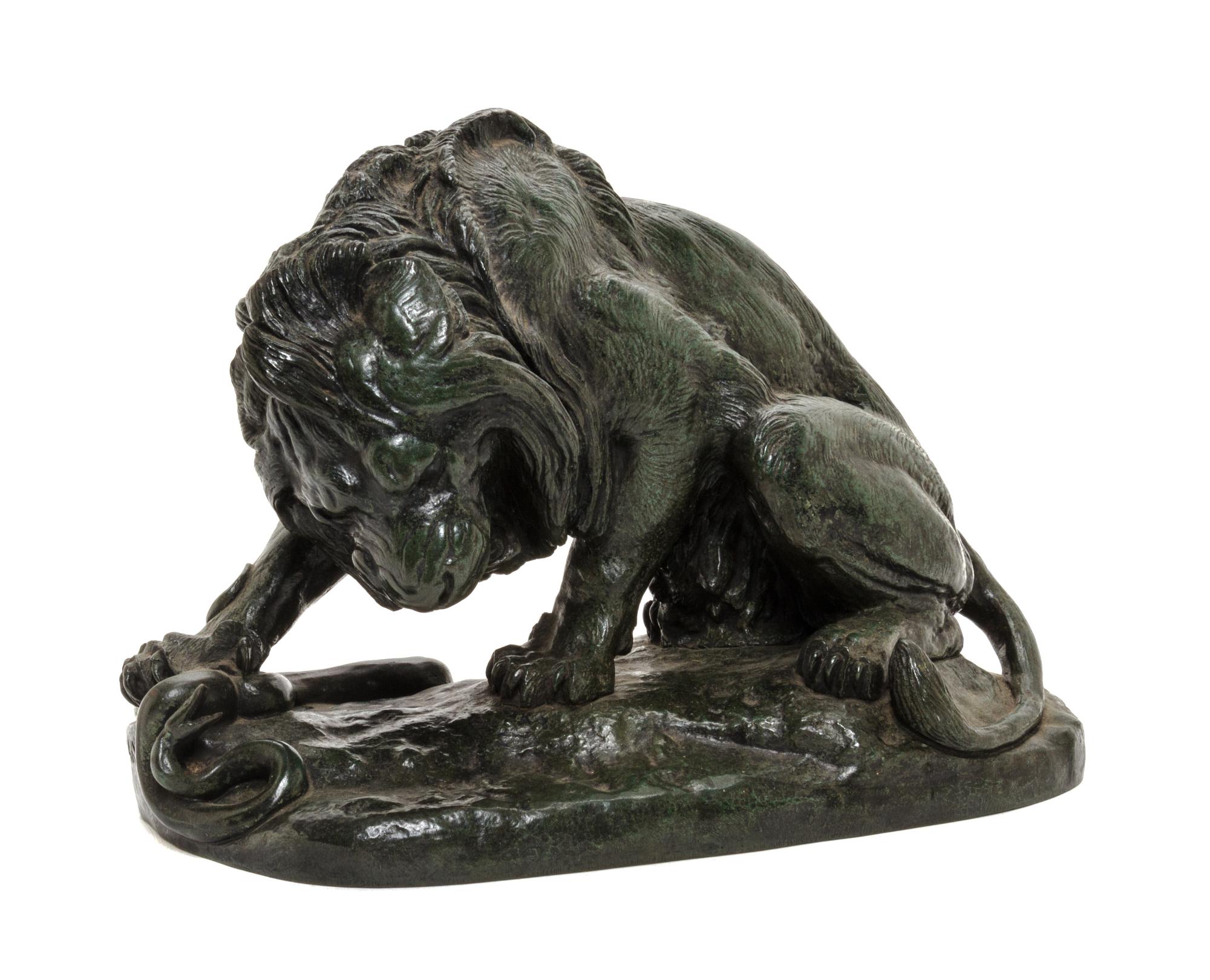 A French Bronze Animalier Figure, ANTOINE-LOUIS BARYE (1796-1875), Height 8 inches. — ANTOINE-LOUIS BARYE (1796-1875),