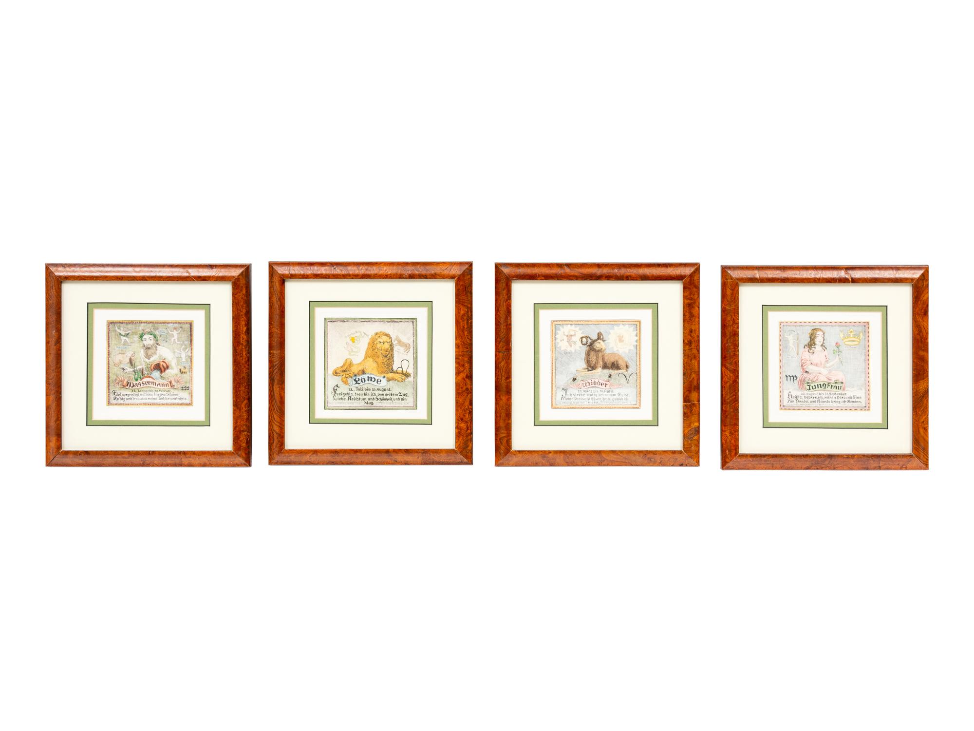 A Framed German Zodiac Grouping (das Tierkreiszeichen)