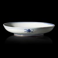 A Chinese Blue and White Porcelain 'Scholar' Dish, 17th Century 十七世纪明清交替期 青花高士图盘