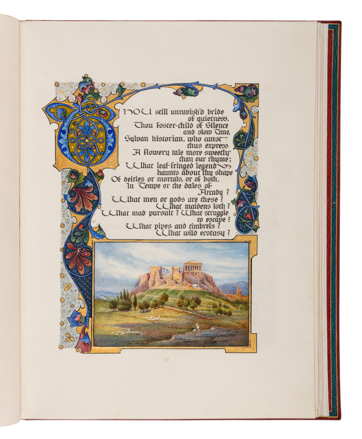 SANGORSKI, Alberto, calligrapher and illuminator. -- KEATS, John (1795-1821). "La Belle Dame sans Merci" -- "Ode on a Grecian Urn" -- "Ode to Psyche." London, 1928.