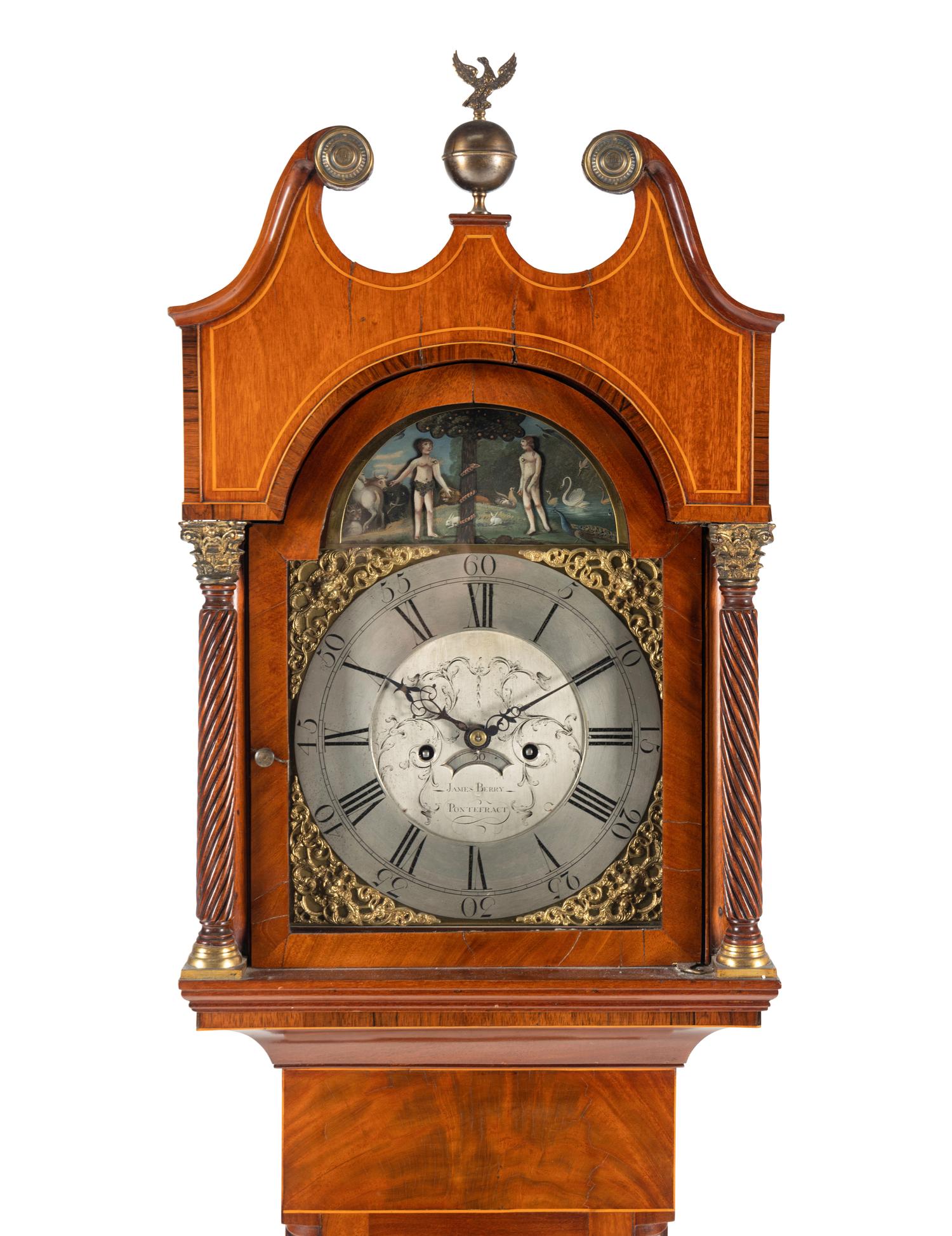 An English Mahogany "Adam and Eve" Automaton Longcase Clock
