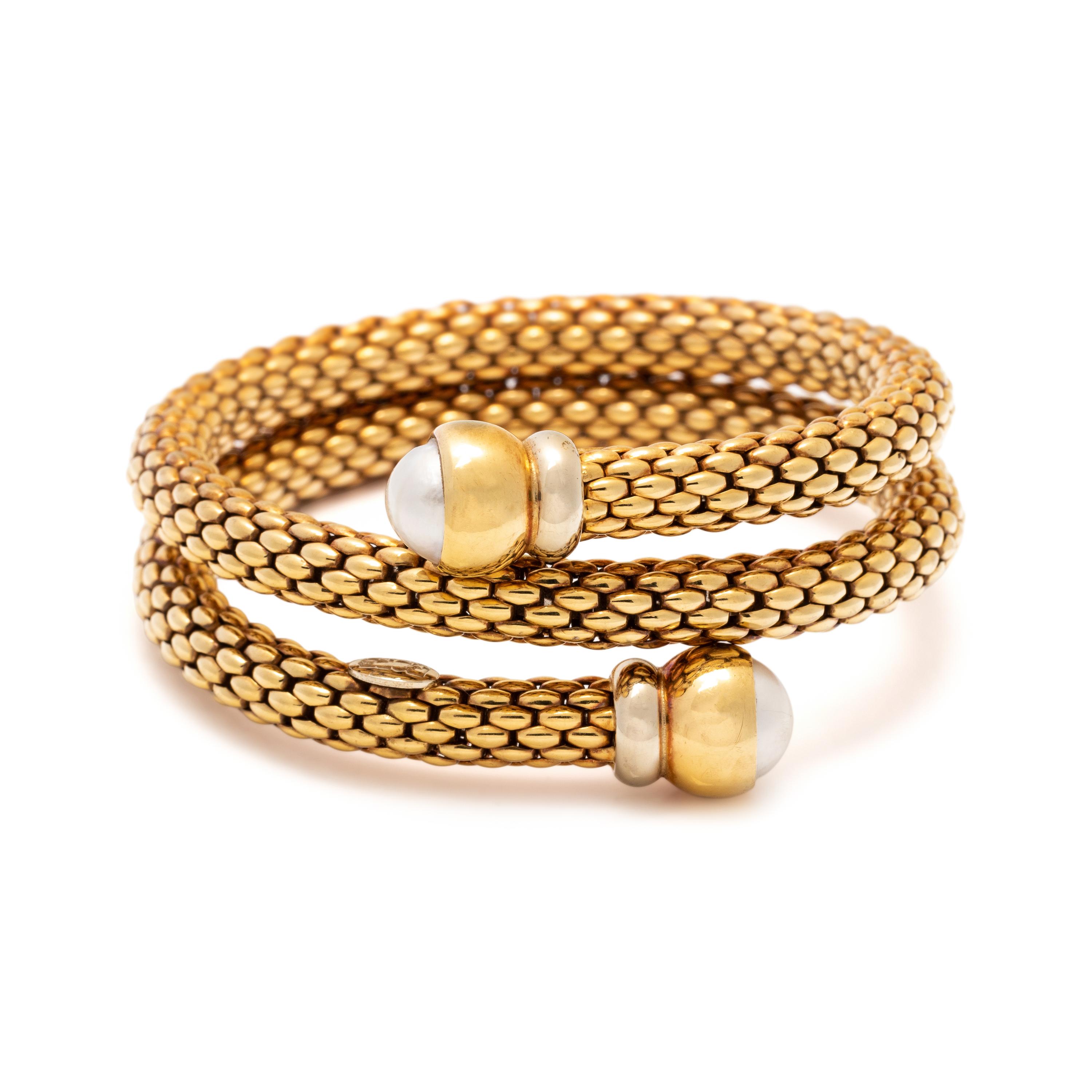 FOPE, YELLOW GOLD AND CULTURED PEARL BRACELET