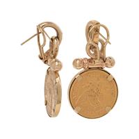 YELLOW GOLD AND COIN EARCLIPS