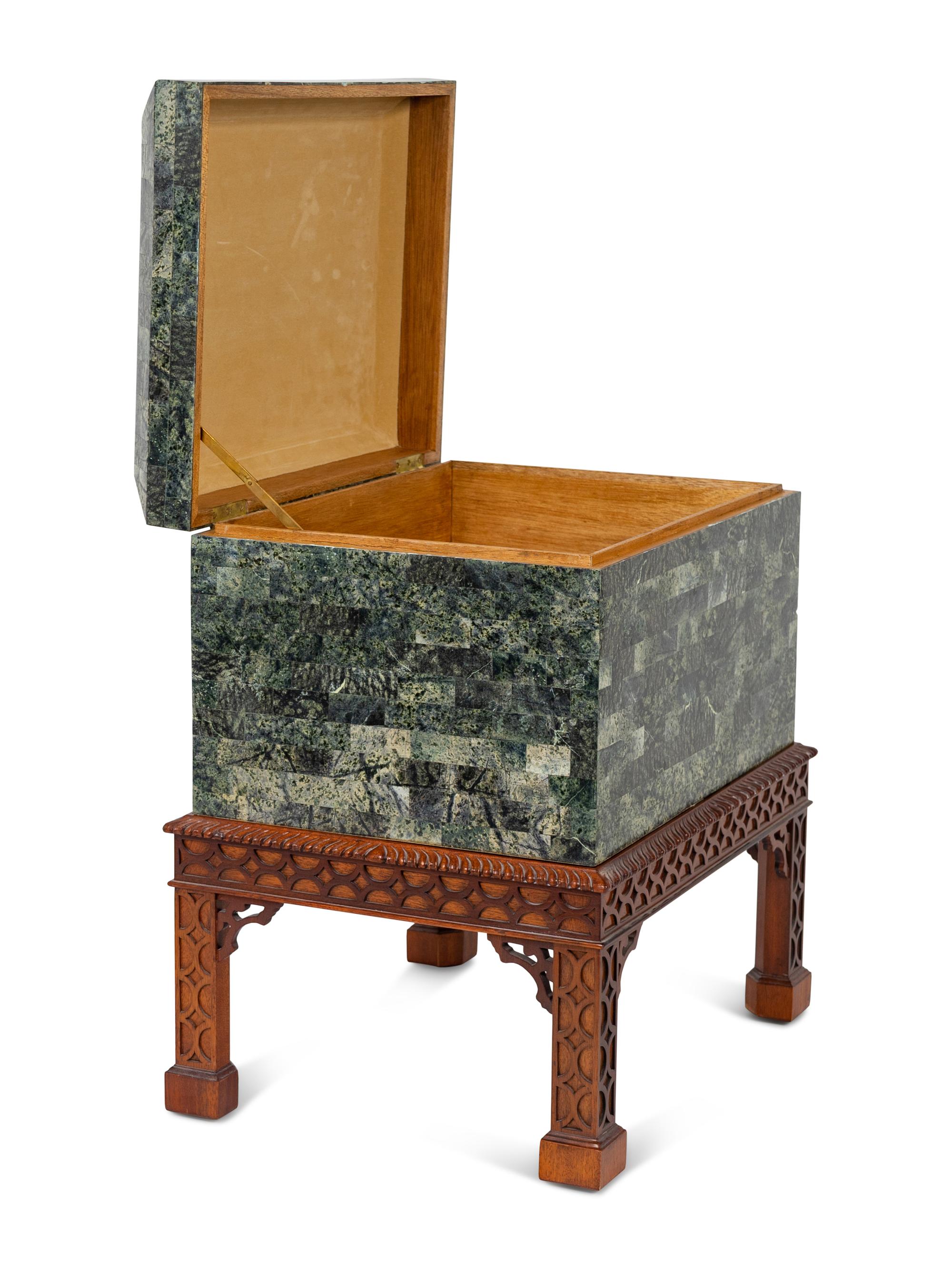 A Tessellated Marble Box on Chippendale Style Stand — 20TH CENTURY