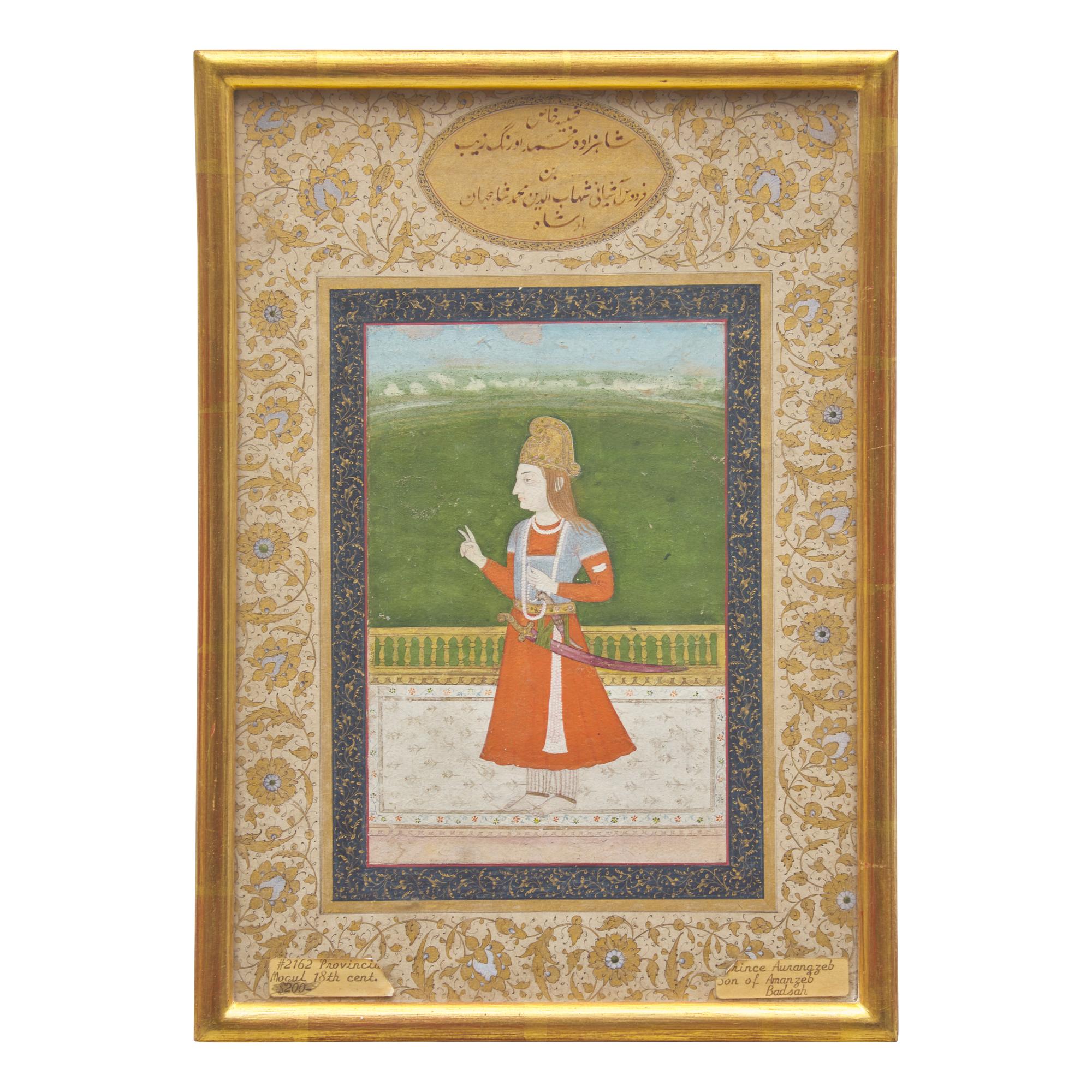 A Portrait of Prince Sayyid Aurangzeb, 18th/19th Century — 十八/十九世紀 印度細密畫莫卧儿帝国皇帝奧朗則布像