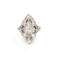 ART DECO, WHITE GOLD AND DIAMOND RING