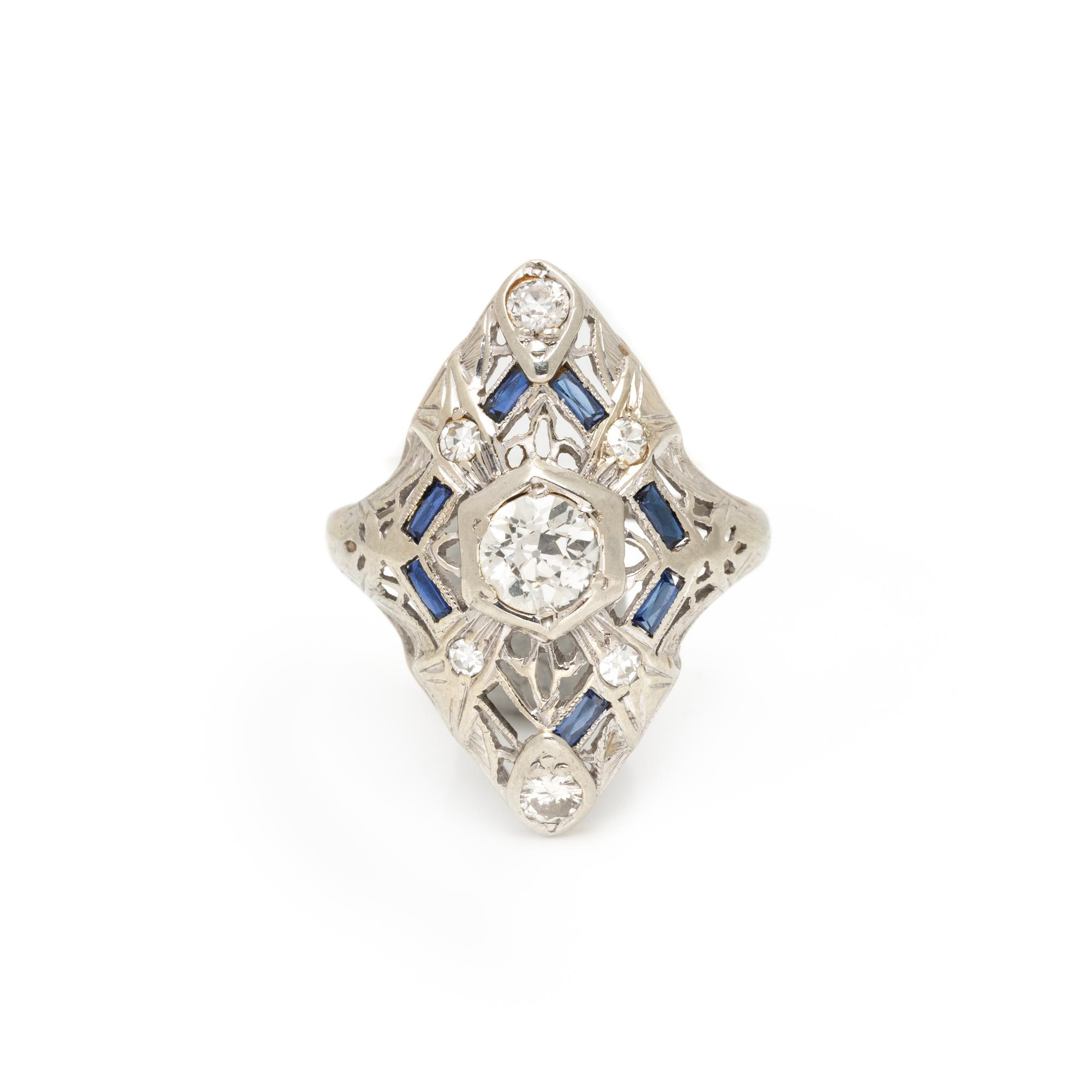 ART DECO, WHITE GOLD AND DIAMOND RING