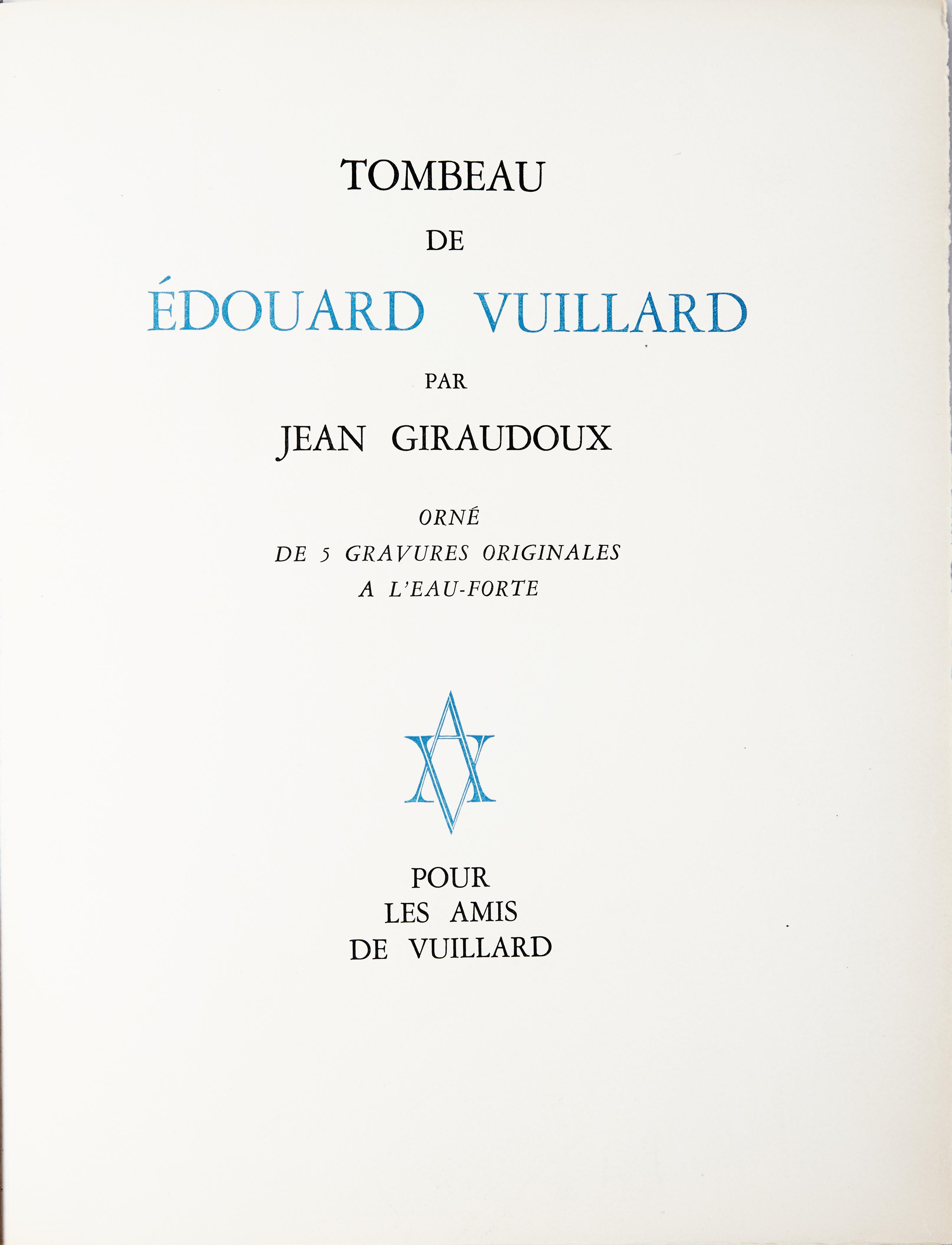 [Art] [Vuillard, Edouard] Giraudoux, Jean. Tombeau de Edouard Vuillard