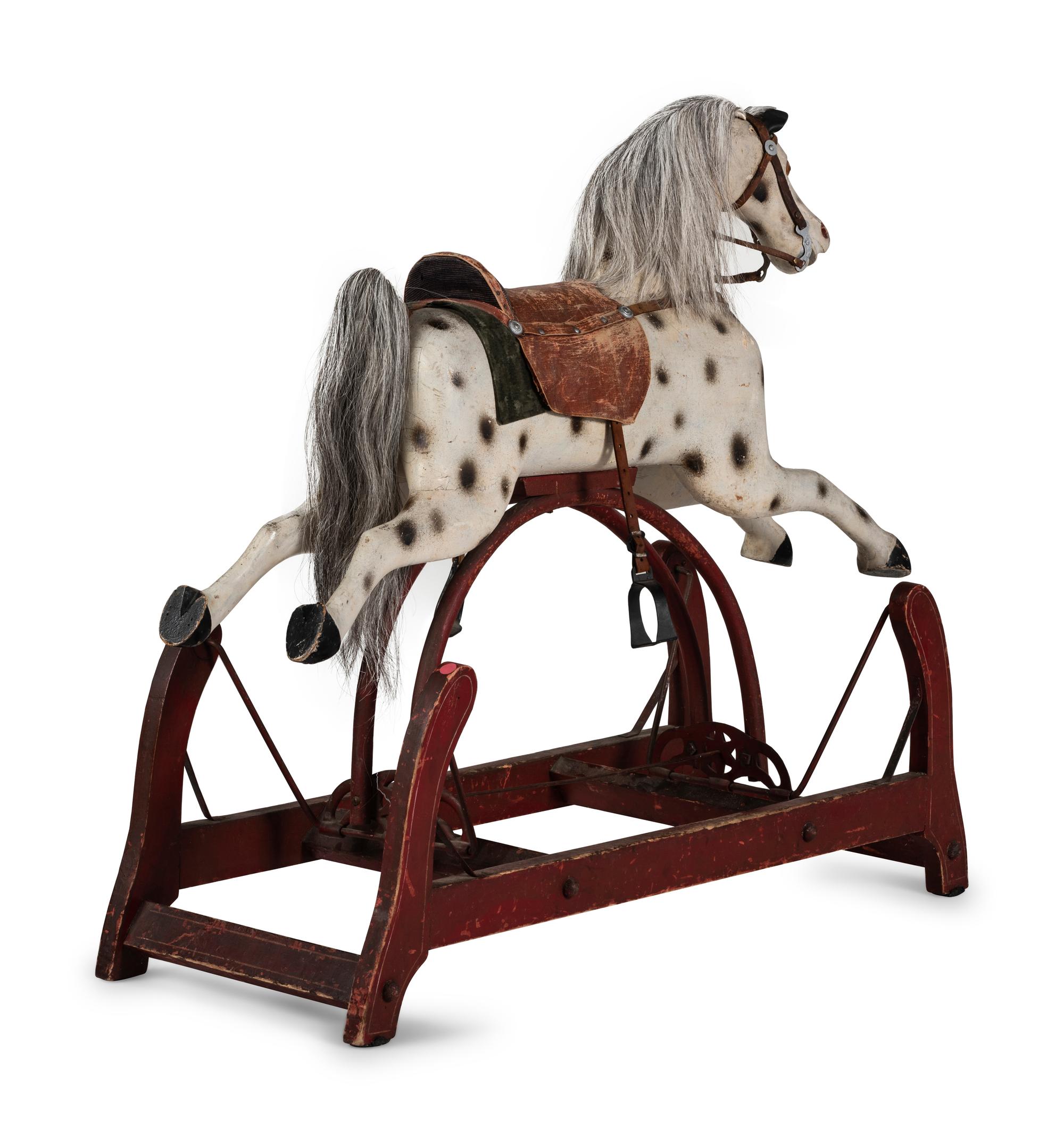 A Painted Wood Platform Rocking Horse