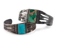 Navajo Silver and Turquoise Cuff Bracelets
