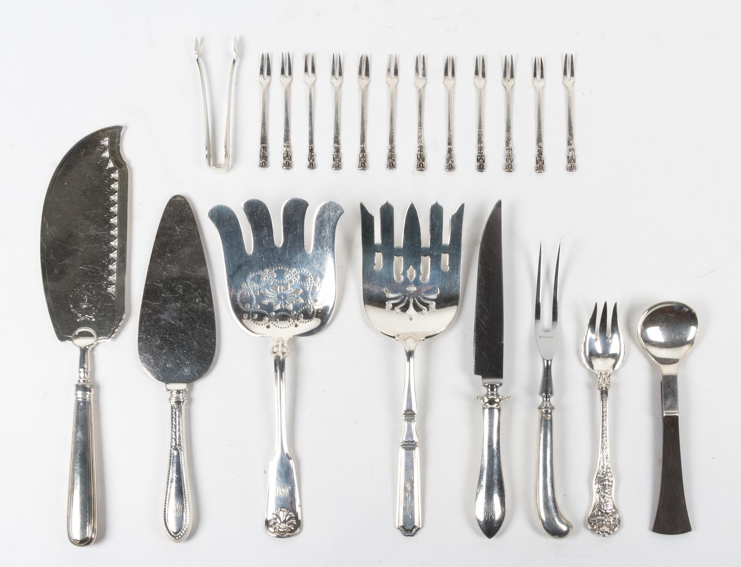 A Collection of American and English Silver Flatware and Serving Articles, of various makers, including examples from Tiffany & Co. and