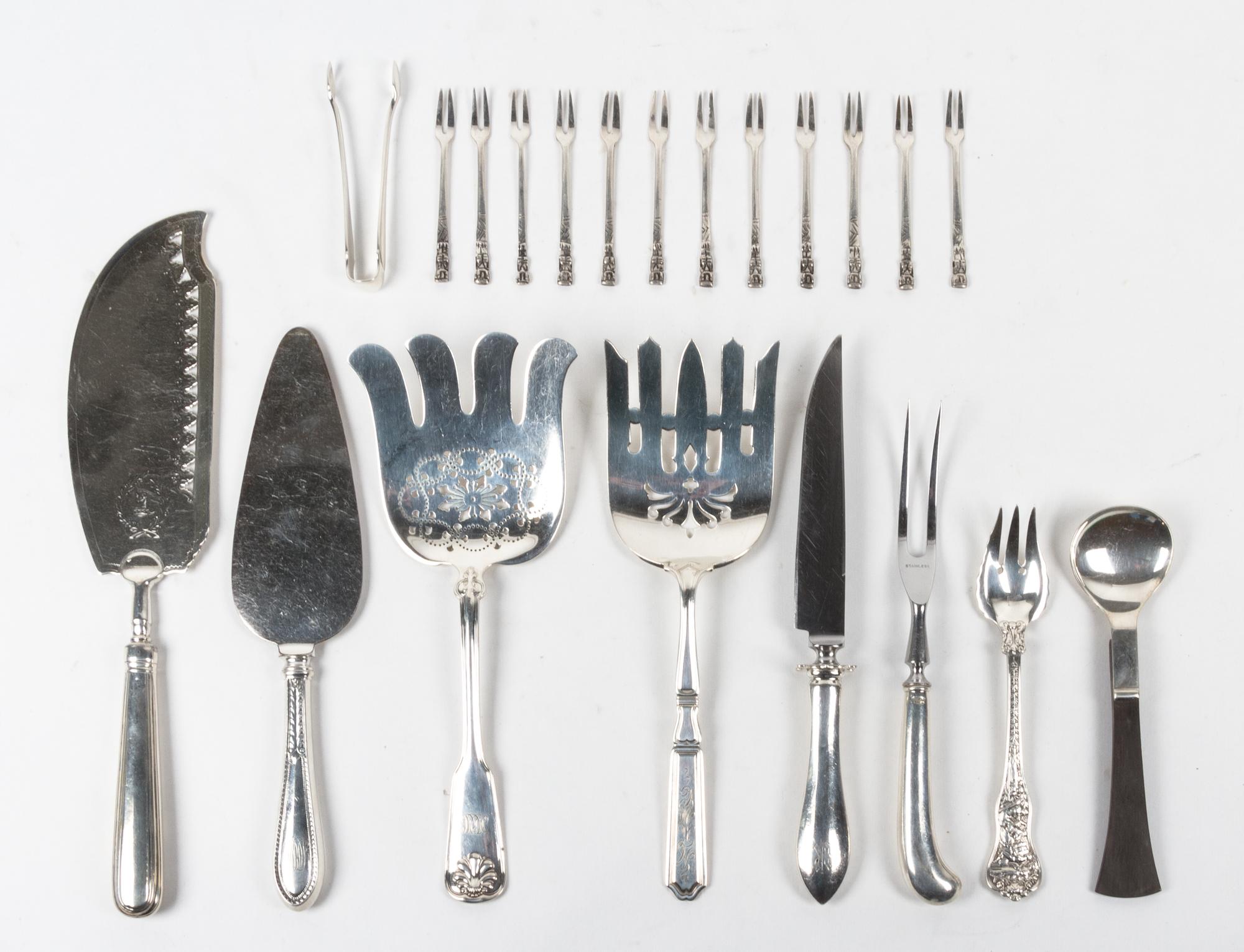 A Collection of American and English Silver Flatware and Serving Articles, of various makers, including examples from Tiffany & Co. and