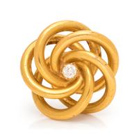 A 14 Karat Yellow Gold and Diamond Brooch,