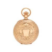 ELGIN, 14K YELLOW GOLD AND DIAMOND HUNTER CASE POCKET WATCH