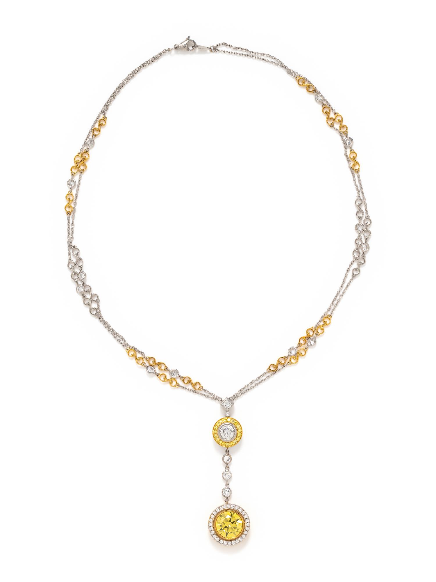 JACK KELÉGE, DIAMOND, COLORED DIAMOND AND TREATED DIAMOND PENDANT/NECKLACE