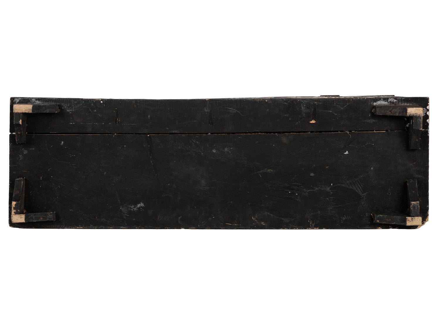 A Folk Art Carved and Painted Skeleton and Bone Decorated Blanket Chest